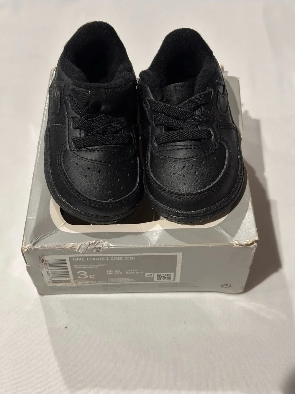 Nike Air Force 1 Crib Black Baby Shoes Size 3C Infant Toddler Sneakers - Picture 2 of 5